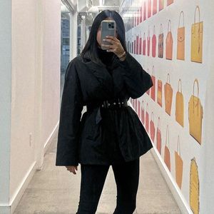 ZARA Water and Wind Protection Belted Padded Jacket Black Medium